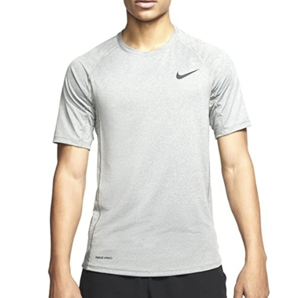 NWT Nike Men's Pro Short-Sleeve Training Top Slim Fit Size Large in Smoke Grey - Picture 1 of 8